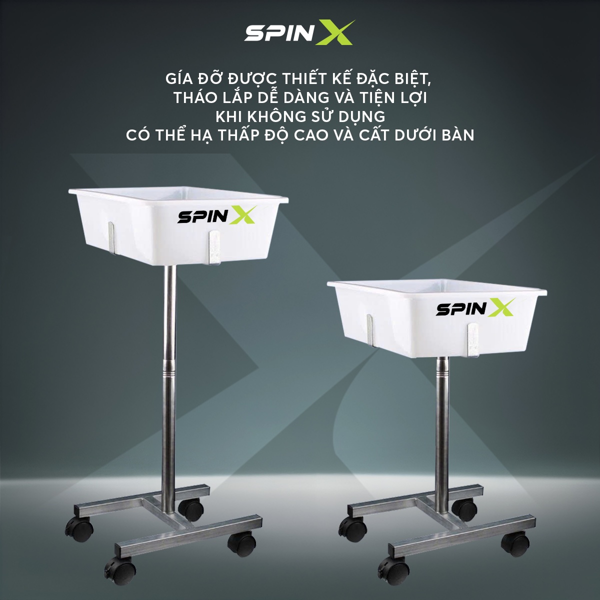 Rổ Đựng Bóng Bàn Có Chân SPINX Chính Hạn - Nhẹ - Lấp Ráp Đơn Giản - Bền Bỉ - Mức Chứa Bóng Siêu Nhiều - Tiện Lợi